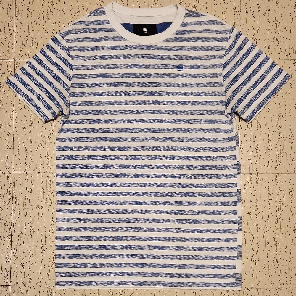 G-Star Raw Blue & White Stripe Kantano Relaxed R T Short Sleeve T-Shirt